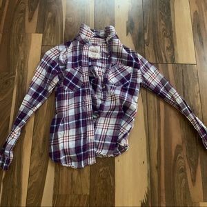 purple and white flannel